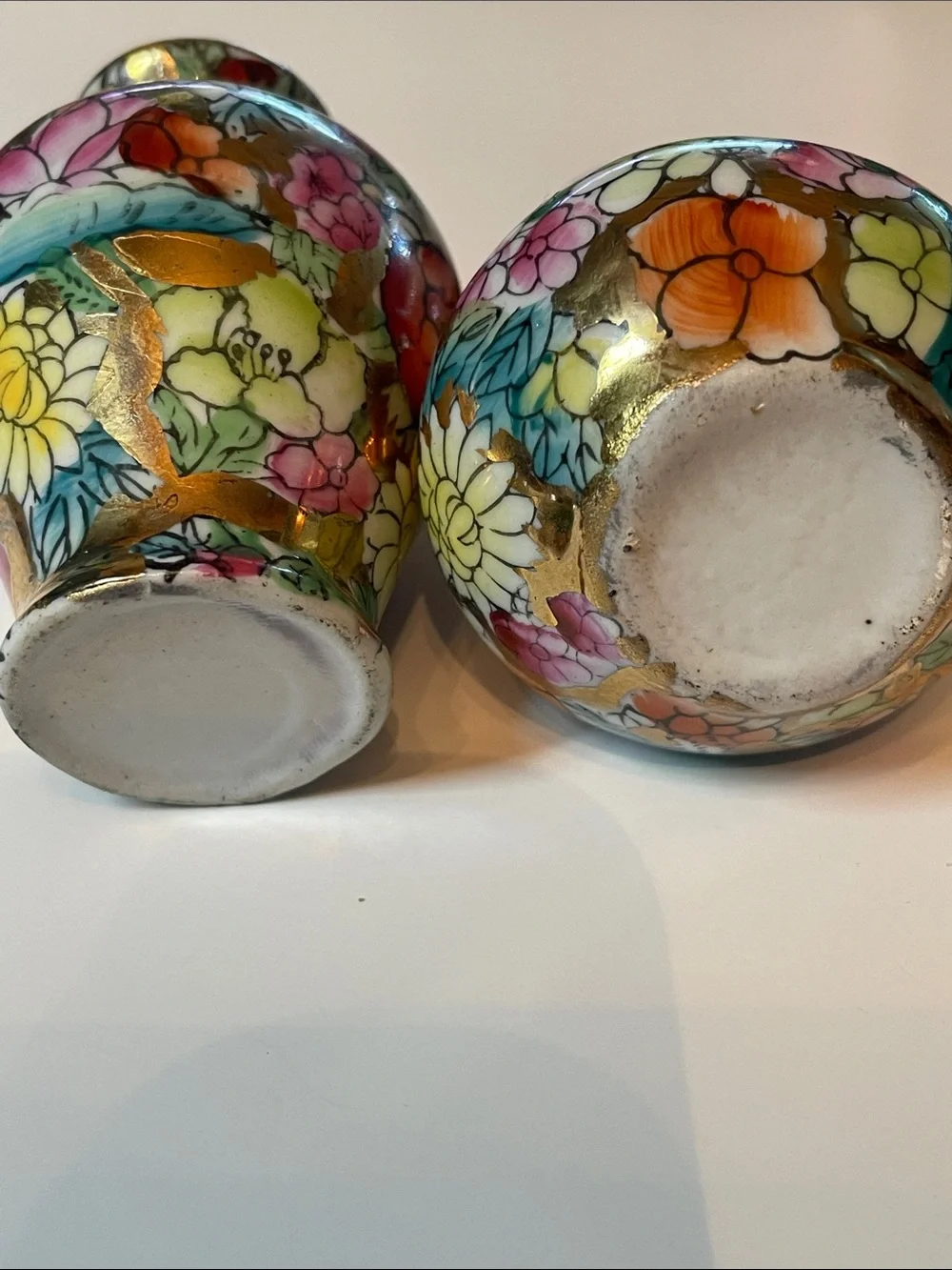 Vintage Miniature Chinese Porcelain Vases 1000 Flowers Design Vases